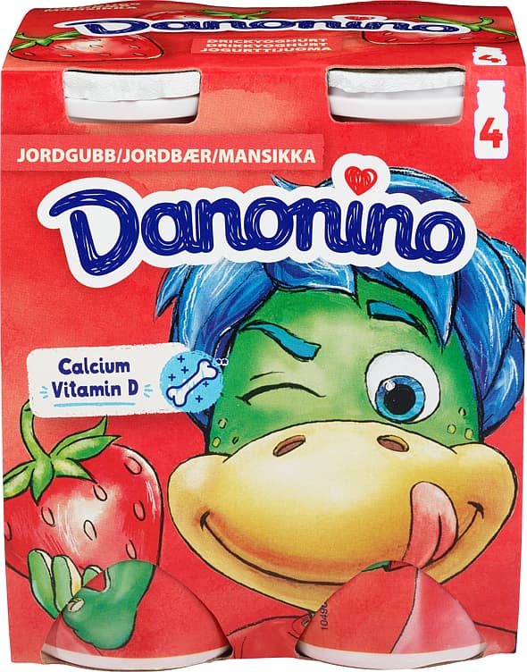 DANONINO DRIKKE JORDBÆR 4 x100 g