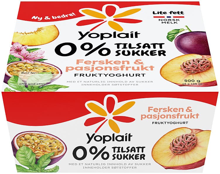 YOPLAIT DOUBLE 125 g x 4 fersken/pasjon
