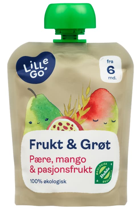 FRUKT&GRØT Pære/mango økol 6mnd 90g lillego