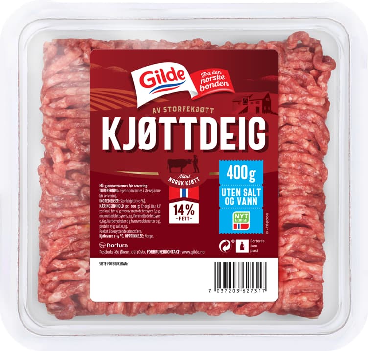 GILDE KJØTTDEIG STORFE 400 g u/salt og vann