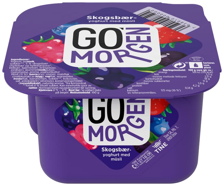 GO MORGEN YOGHURT 190 g skogsbær/musli tine