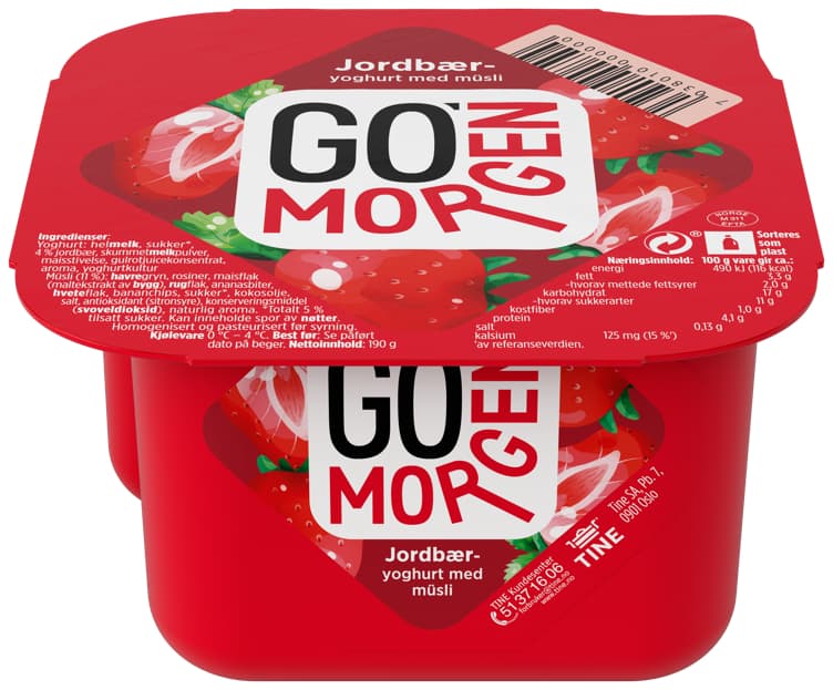GO MORGEN YOGHURT 190 g jordbær tine