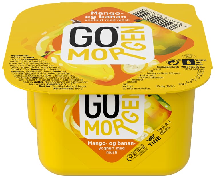 GO MORGEN YOGHURT 190 g banan/mango tine