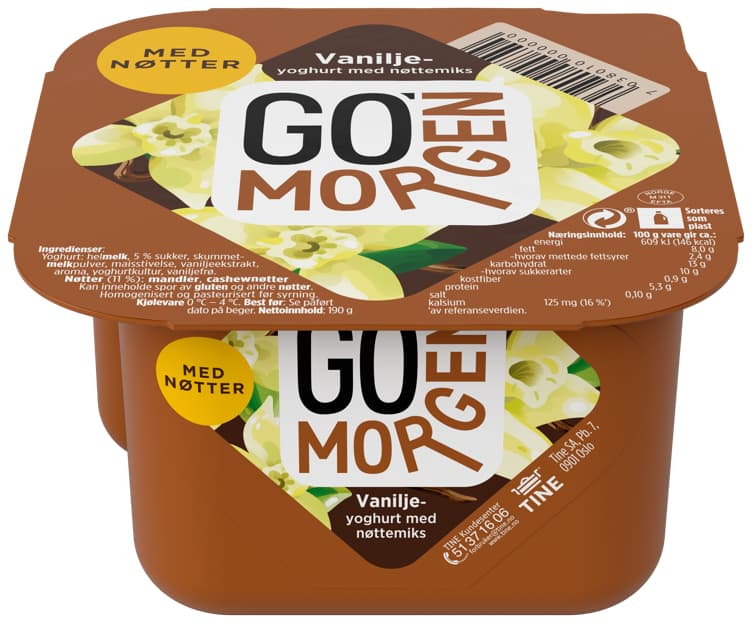 GO MORGEN YOGHURT 190 g vanilje/nøtter tine