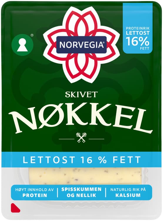 NORVEGIA NØKKELOST 150 g lett 16% skivet