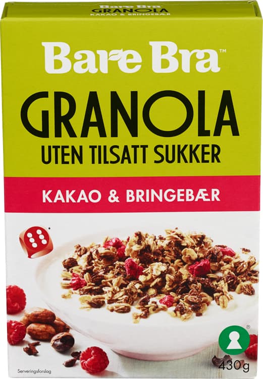 GRANOLA KAKAO OG BRINGEBÆR 430 g bare bra