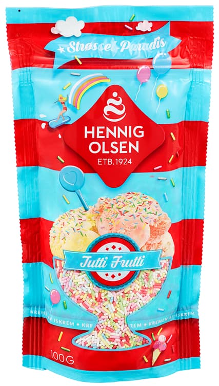 STRØSSEL TUTTI FRUTTI 100 g hennig-olsen