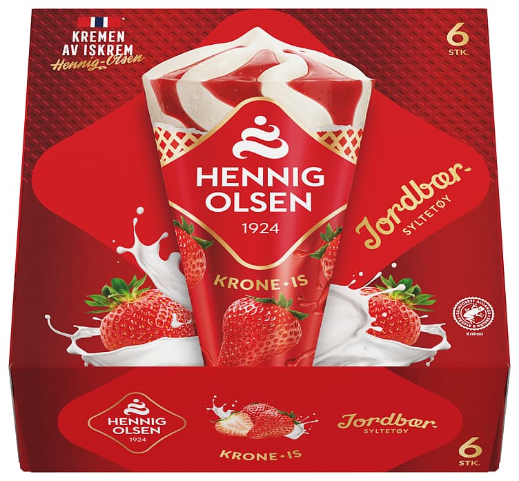 KRONE-IS JORDBÆR Multipack 6stk hennig olsen