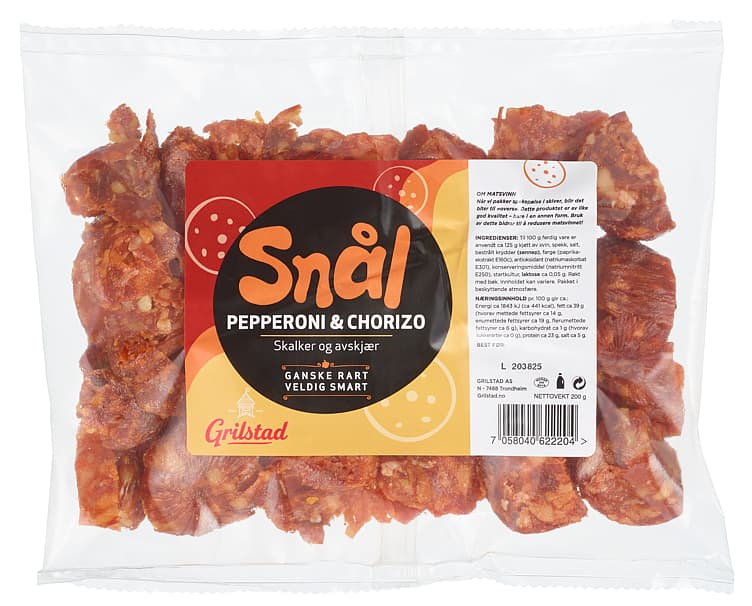 GRILSTAD PEPPERONI SNÅL 200 g skalker/avskjær