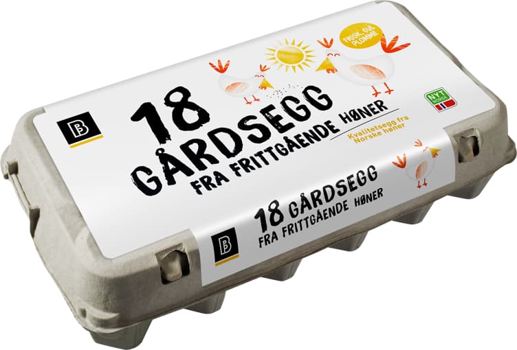 GÅRDSEGG 18 pk fra frittgående høner