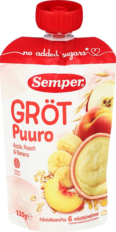 SEMPER GRØT EPLE OG FERSKEN 120 g