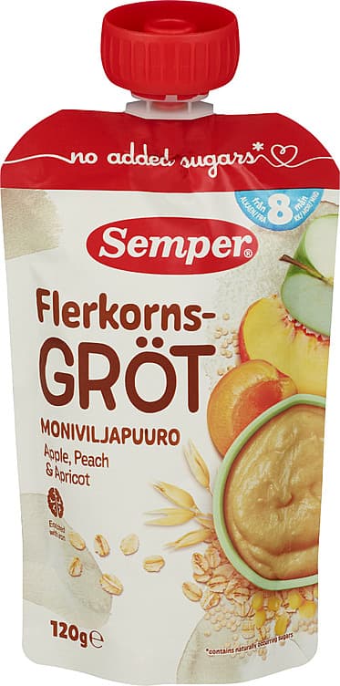 FLERKORNSGRØT Eple.fersken.aprikos 120g semper