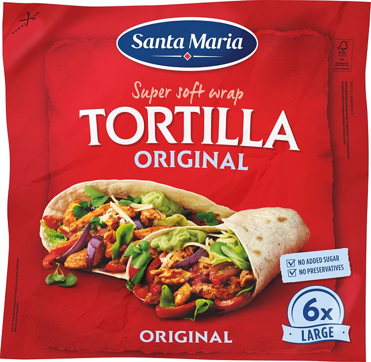 TORTILLA ORIGINAL LARGE 371 g 6 stk Santa Maria